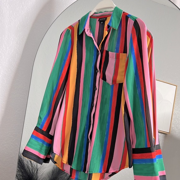 Who What Wear Colorful Button Down - Picture 1 of 7